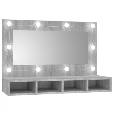  Veidrodinė spintelė su LED, pilka ąžuolo, 90x31,5x62cm - Vonios spintelės, veidrodžiai - 2