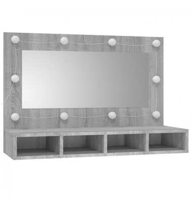  Veidrodinė spintelė su LED, pilka ąžuolo, 90x31,5x62cm - Vonios spintelės, veidrodžiai - 3