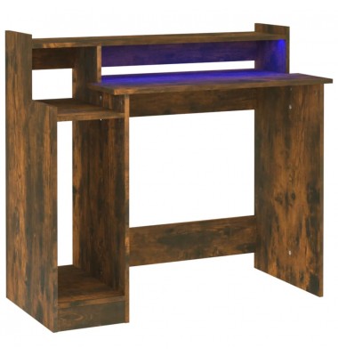  Rašomasis stalas su LED, dūminio ąžuolo, 97x45x90cm, mediena - Rašomieji stalai - 2
