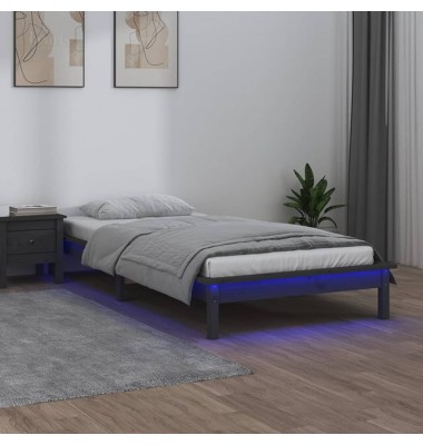  Lovos rėmas su LED, pilkas, 90x190cm, mediena, vienvietis - Lovos - 1