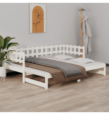  Ištraukiama lova, balta, 2x(80x200)cm, pušies medienos masyvas - Lovos - 1