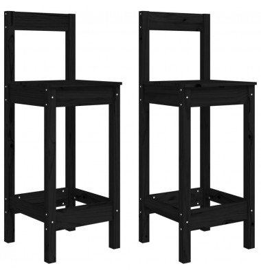  Baro kėdės, 2vnt., juodos, 40x41,5x112cm, pušies masyvas - Valgomojo Kėdės - 2