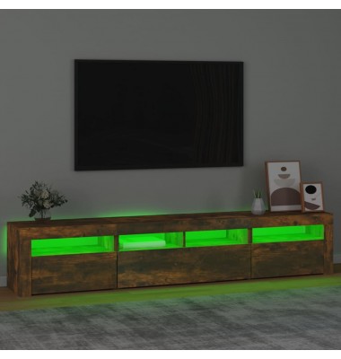  Televizoriaus spintelė su LED, dūminio ąžuolo, 210x35x40cm - TV spintelės - 4