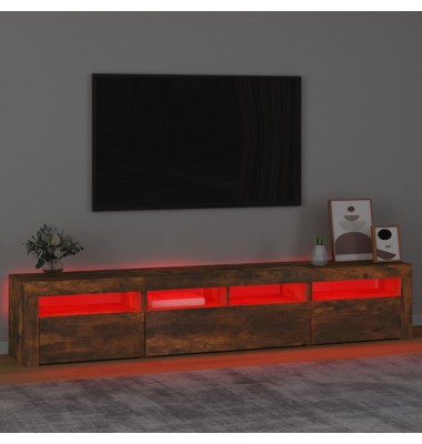  Televizoriaus spintelė su LED, dūminio ąžuolo, 210x35x40cm - TV spintelės - 5
