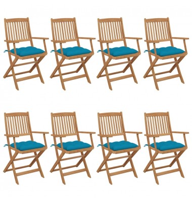  Sulankstomos sodo kėdės su pagalvėlėmis, 8vnt., akacija - Lauko kėdės - 1