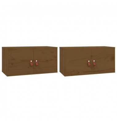  Sieninės spintelės, 2vnt., medaus rudos, 60x30x30cm, pušis - Pakabinamos lentynos, spintelės - 2
