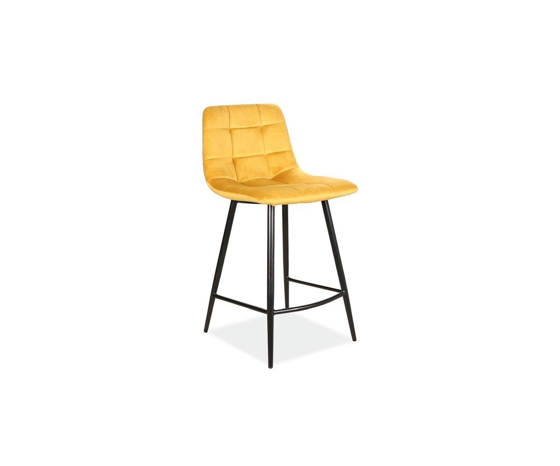 Baro Kėdė MI H-2 Aksomas, Juoda/Geltona 68 - Baro kėdės - 1
