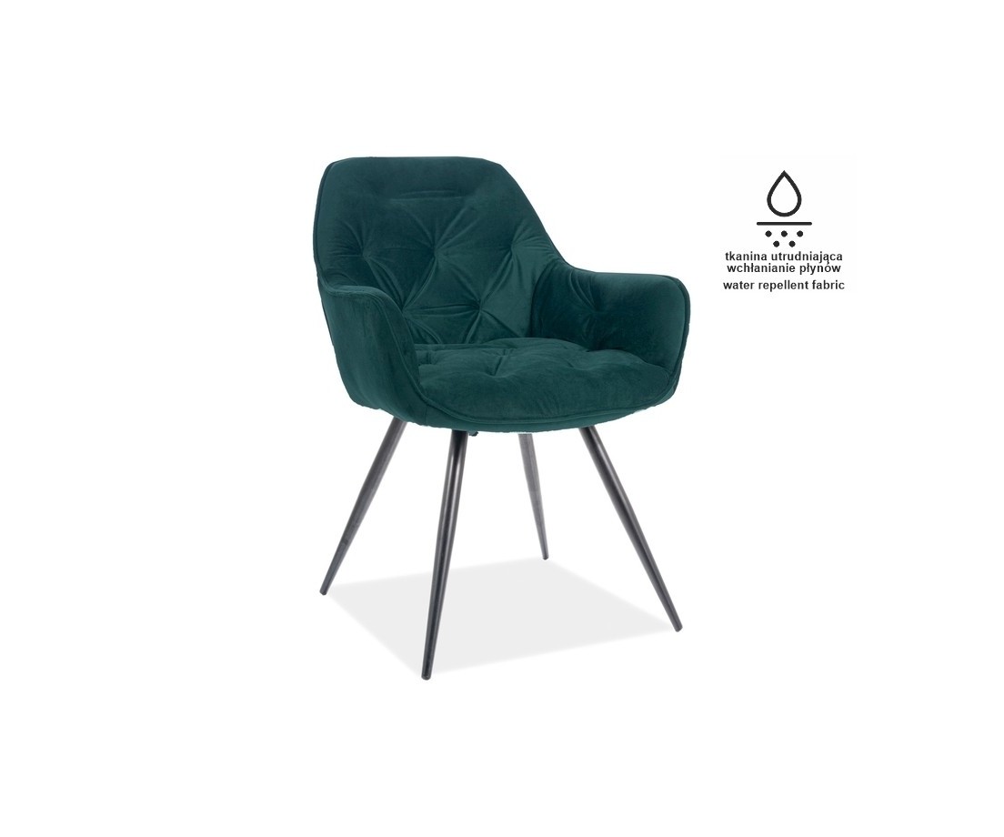 Kėdė MA Aksomas, 75 Juoda/Žalia - Valgomojo Kėdės - 1