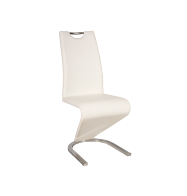 Kėdė K-090 Chromas / Balta eko oda - Valgomojo Kėdės - 1