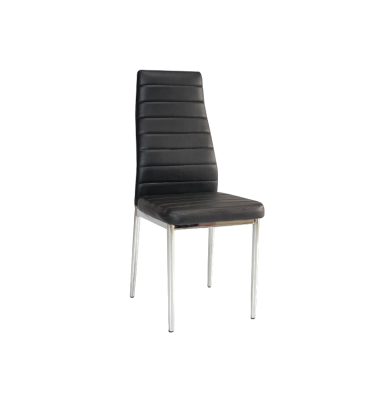 Kėdė K-261 Chromas/Juoda, eko oda - Valgomojo Kėdės - 1