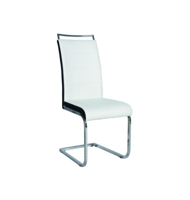 Kėdė K-441 Chromas/Balta/Juoda, eko oda - Valgomojo Kėdės - 1