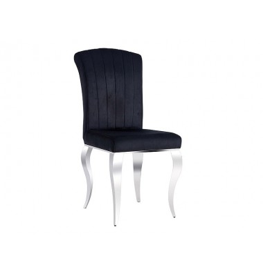 Kėdė PRI Aksomas, Chromas/Juoda, aud. 186 - Valgomojo Kėdės - 1