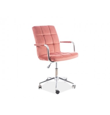 Kėdė su ratukais K22 Aksomas, Rožinė 52 - Biuro kėdės - 1