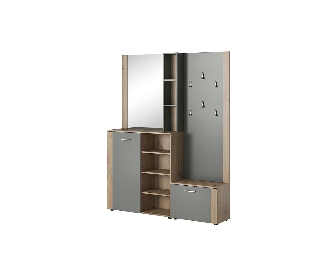Prieškambario komplektas PK7 Ąžuolas Artisan / Antracitas - Prieškambario komplektai - 1 Prieškambario komplektas PK7 Ąžuolas Artisan / Antracitas - Prieškambario komplektai - 1