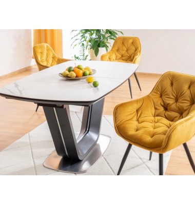 Stalas ARI CERAMIC Balta marmuro efekto/ Juoda, MAT 160(220)X90 - Stalai - 3