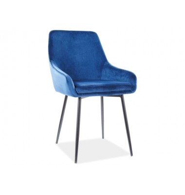 Kėdė AL Aksomas, Juoda/Mėlyna aud.91 - Valgomojo Kėdės - 1