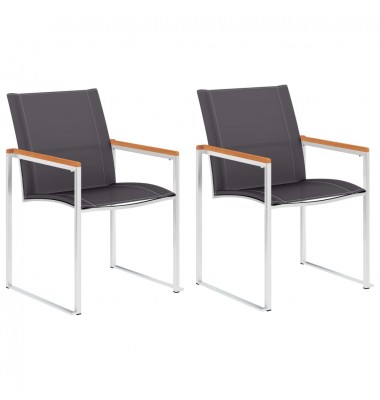 Sodo kėdės, 2vnt, pilkos, tekstilenas ir nerūdijantis plienas - Lauko kėdės - 1