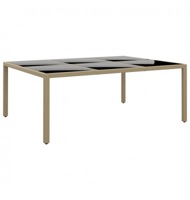  Sodo stalas, smėlio, 200x150x75cm, stiklas/poliratanas - Lauko stalai, staliukai - 1