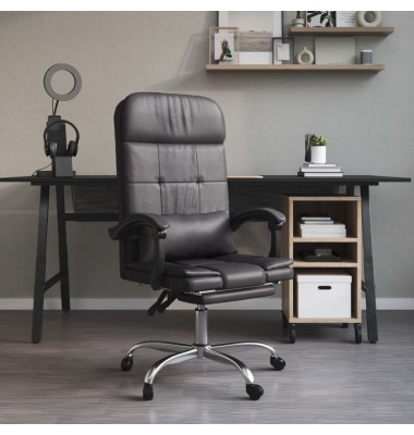  Atlošiama masažinė biuro kėdė, pilkos spalvos, dirbtinė oda - Biuro kėdės - 1