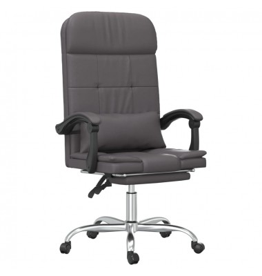  Atlošiama masažinė biuro kėdė, pilkos spalvos, dirbtinė oda - Biuro kėdės - 2