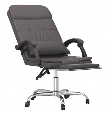  Atlošiama masažinė biuro kėdė, pilkos spalvos, dirbtinė oda - Biuro kėdės - 7