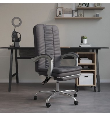  Atlošiama biuro kėdė, pilkos spalvos, dirbtinė oda - Biuro kėdės - 1