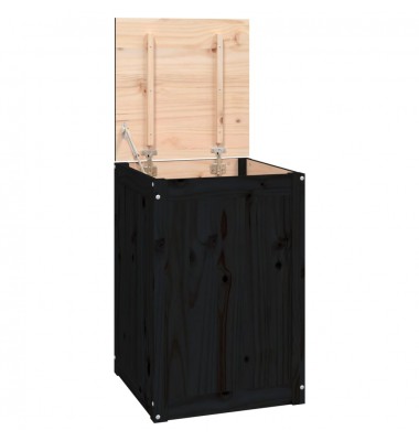  Skalbinių dėžė, juoda, 44x44x66cm, pušies medienos masyvas - Skalbinių krepšiai - 2