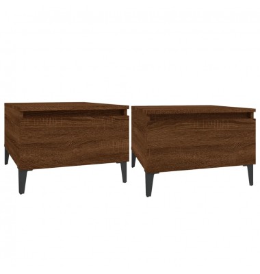  Šoniniai staliukai, 2vnt., rudi ąžuolo, 50x46x35cm, mediena - Žurnaliniai staliukai - 2