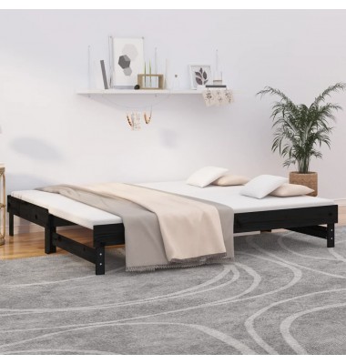  Ištraukiama lova, juoda, 2x(90x200)cm, pušies medienos masyvas - Lovos - 1