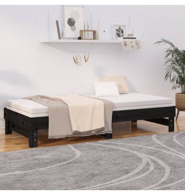  Ištraukiama lova, juoda, 2x(90x200)cm, pušies medienos masyvas - Lovos - 4