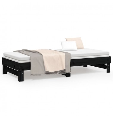  Ištraukiama lova, juoda, 2x(90x200)cm, pušies medienos masyvas - Lovos - 5