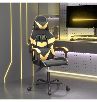  Žaidimų kėdė, juodos ir auksinės spalvos, dirbtinė oda - Žaidimų kėdės - 1