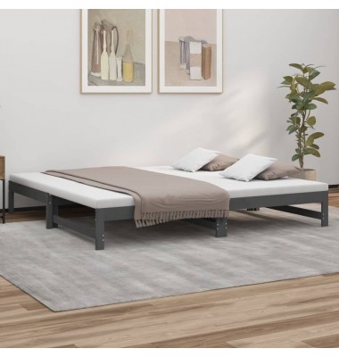 Ištraukiama lova, pilka, 2x(100x200)cm, pušies medienos masyvas - Lovos - 1