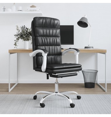  Atlošiama biuro kėdė, juodos spalvos, dirbtinė oda - Biuro kėdės - 1