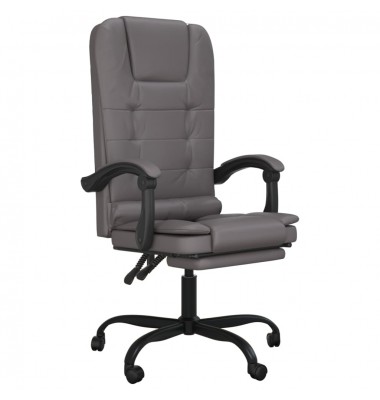  Atlošiama masažinė biuro kėdė, pilkos spalvos, dirbtinė oda - Biuro kėdės - 2