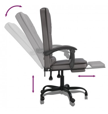  Atlošiama masažinė biuro kėdė, pilkos spalvos, dirbtinė oda - Biuro kėdės - 8