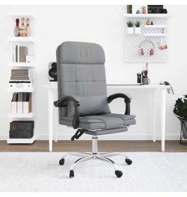  Atlošiama masažinė biuro kėdė, šviesiai pilkos spalvos, audinys - Biuro kėdės - 1