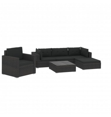  Sodo komplektas su pagalvėlėmis, 6 dalių, juodas, poliratanas - Lauko baldų komplektai - 2
