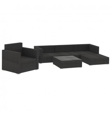  Sodo komplektas su pagalvėlėmis, 6 dalių, juodas, poliratanas - Lauko baldų komplektai - 7