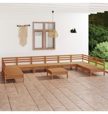  Sodo poilsio baldų komplektas, 11 dalių, medaus rudas, pušis - Lauko baldų komplektai - 1