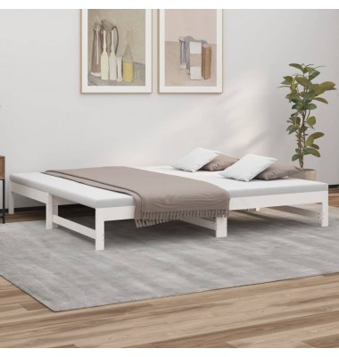  Ištraukiama lova, balta, 2x(100x200)cm, pušies medienos masyvas - Lovos - 1