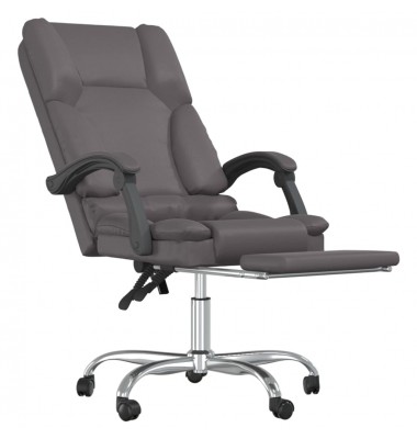  Atlošiama masažinė biuro kėdė, pilkos spalvos, dirbtinė oda - Biuro kėdės - 6