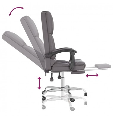  Atlošiama masažinė biuro kėdė, pilkos spalvos, dirbtinė oda - Biuro kėdės - 8
