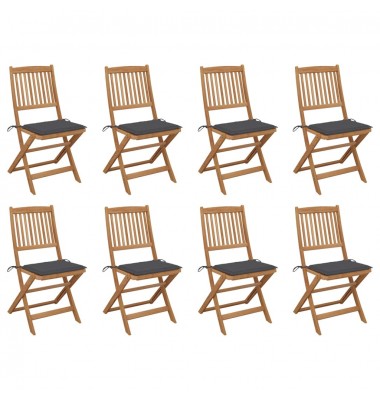  Sulankstomos lauko kėdės su pagalvėlėmis, 8vnt., akacija - Lauko kėdės - 1