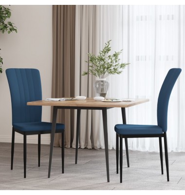  Valgomojo kėdės, 2vnt., mėlynos spalvos, aksomas - Valgomojo Kėdės - 1
