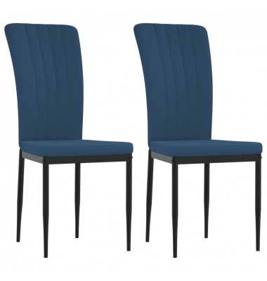  Valgomojo kėdės, 2vnt., mėlynos spalvos, aksomas - Valgomojo Kėdės - 2