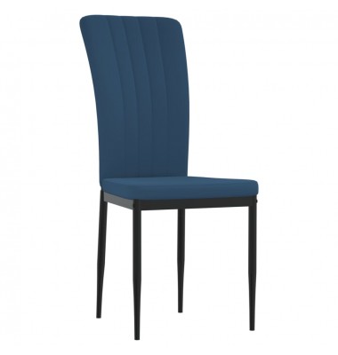  Valgomojo kėdės, 2vnt., mėlynos spalvos, aksomas - Valgomojo Kėdės - 3