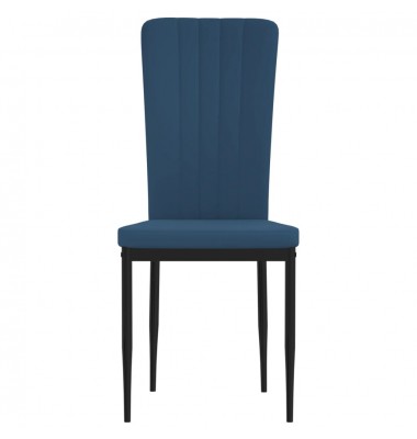  Valgomojo kėdės, 2vnt., mėlynos spalvos, aksomas - Valgomojo Kėdės - 4