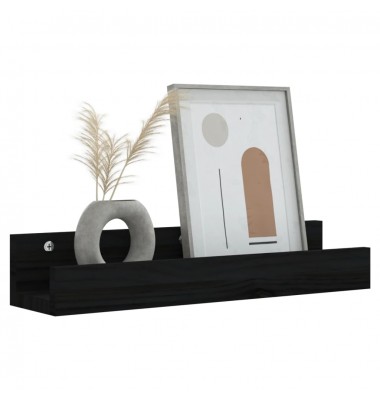  Sieninės lentynos, 2vnt., juodos, 50x12x9cm, pušies masyvas - Pakabinamos lentynos, spintelės - 7