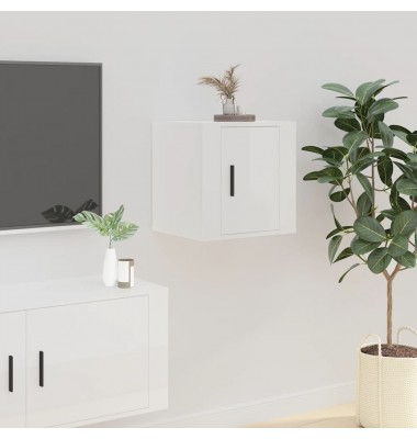  Sieninės TV spintelės, 2vnt., baltos, 40x34,5x40cm, blizgios - TV spintelės - 4